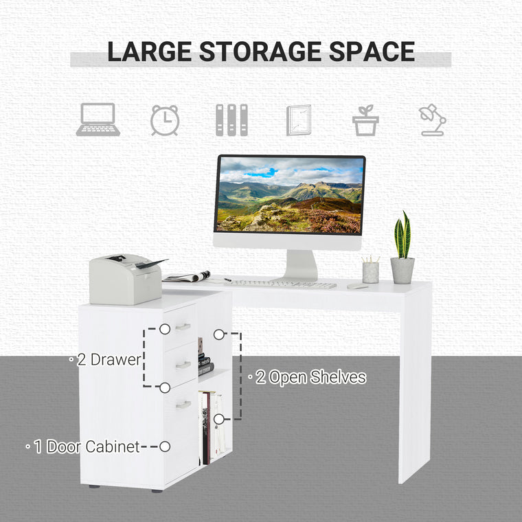 L-Shaped Writing Desk with Storage and Drawer