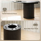 Extendable Kitchen Table for 6-8, 43.5"-59" Farmhouse Dining Table with Pedestal Base Black Wood Grain
