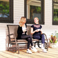 Outdoor Glider Bench, 2 Person Patio Glider Chair, Gliding Outdoor Garden Loveseat Swing Bench with Breathable Mesh Fabric, Steel Frame for Backyard, Porch, Coffee Brown