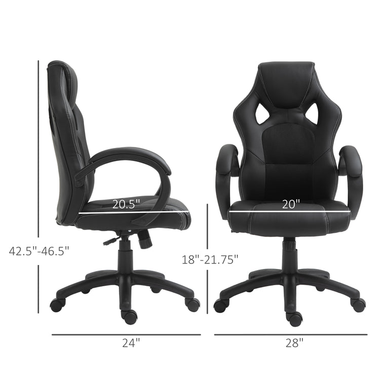 Racing Gaming Chair with Padded Headrest - Black
