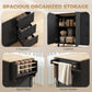 Kitchen Island with Drop Leaf, Rolling Kitchen Cart with Power Outlet, Cabinet, 3 Drawers, Spice Rack, Towel Bar, Black