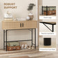 Mid-Century Entryway Table, Narrow Console Table with Storage Compartments for Behind Couch, Living Room, Oak and Black