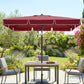 6.5x4ft Rectangle Patio Umbrella Aluminum Tilt Adjustable Garden Parasol Sun Shade Outdoor Canopy Red