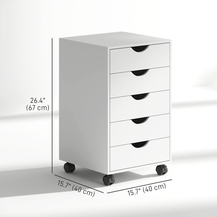 5-Drawer Mobile File Cabinet with Wheels