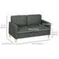 56" 2 Seat Sofa, Modern Love Seats Furniture, Upholstered 2 Seater Couch with Side Pockets, Solid Wood Frame, Grey