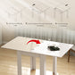 55" Extendable Dining Table for 4-6 Person, Kitchen Table with PU Handle and Felt Pads for Small Spaces, White
