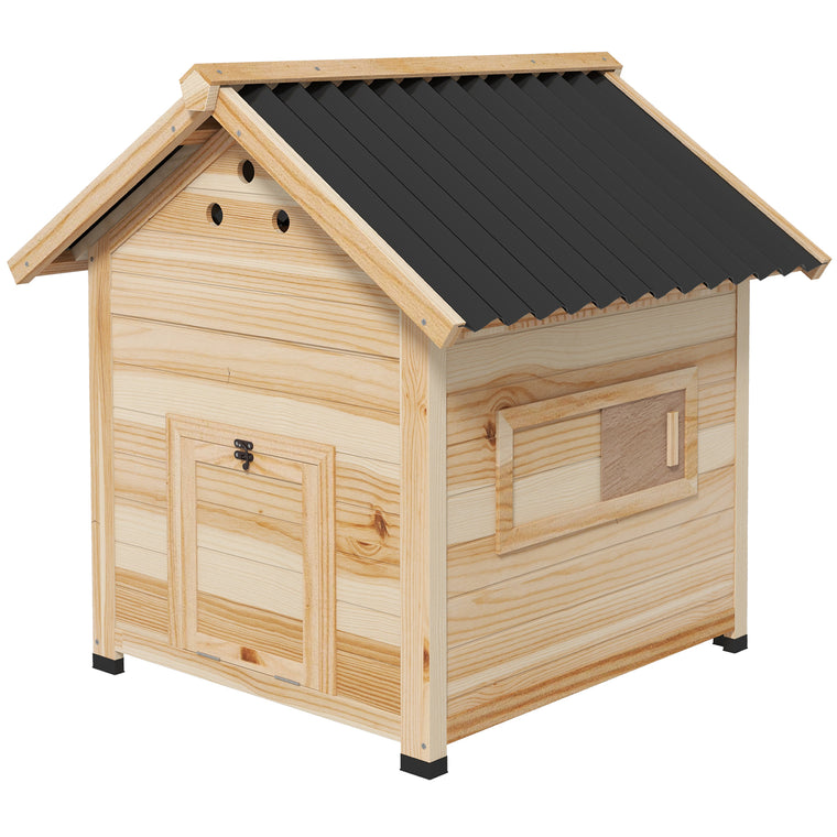 Natural Wood Duck Coop with Openable Roof & Double Doors