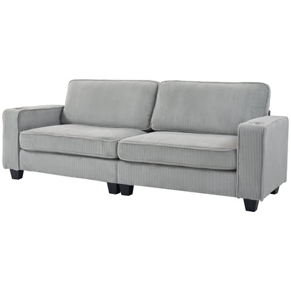 3-Seater Sofa with Cup Holders - Light Grey