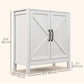 Sideboard Buffet, Kitchen Storage Cabinet with Barn Door and Adjustable Shelves, Storage Pantry, White Wood Grain