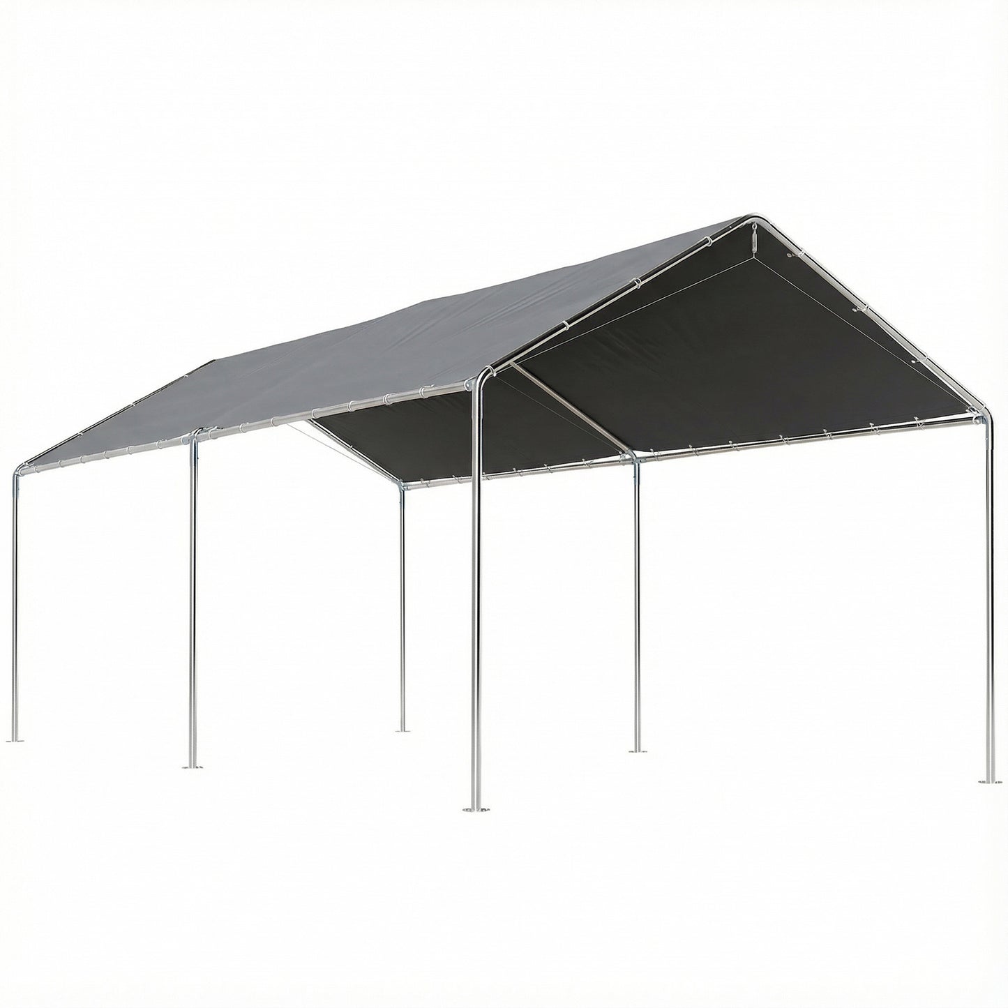 10'x20' Carport Heavy Duty Galvanized Car Canopy with Included Anchor Kit, 3 Reinforced Steel Cables, Grey