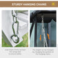 3 Seater Patio Swing Chair Wood Porch Swing with Foldable Table, Cup Holders, Steel Chains for Garden, Yard, Natural