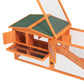 Wooden Rabbit Hutch Guinea Pig House with Removable Tray, Openable Roof, Trough, Run for Tortoises and Ferrets, Orange