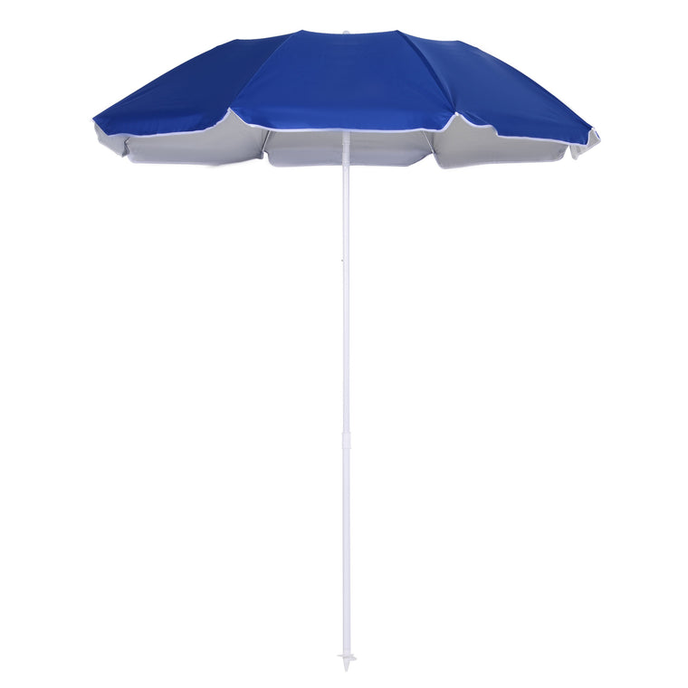 6.7ft Blue Beach Umbrella with Push Button Tilt & Carry Bag