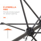 6.6FT Patio Umbrella, Outdoor Parasol with 6 Solid Ribs, Orange