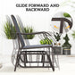3 Piece Patio Glider Set Outdoor Gliders with Breathable Mesh Seat, Glass Top Table for Garden, Yard, Grey