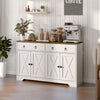 Kitchen Sideboard Cabinet with 2 Drawers, 4 Barn Doors and 2 Adjustable Shelves, Buffet Table for Living Room, White