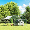 Metal Chicken Coop Run w/ Waterproof Cover, Nesting Box, Roosting Bars, for Outdoor Backyard
