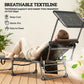 Lounge Chair Outdoor, Folding Chaise Lounge with 5-Level Adjustable Back, Cushion, Side Pocket and Headrest