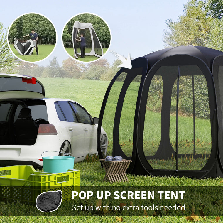 11' x 11.5' Black Pop Up Screen Tent Gazebo with 2 Doors