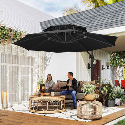 11ft Dark Grey Aluminum Cantilever Umbrella, Adjustable Angle