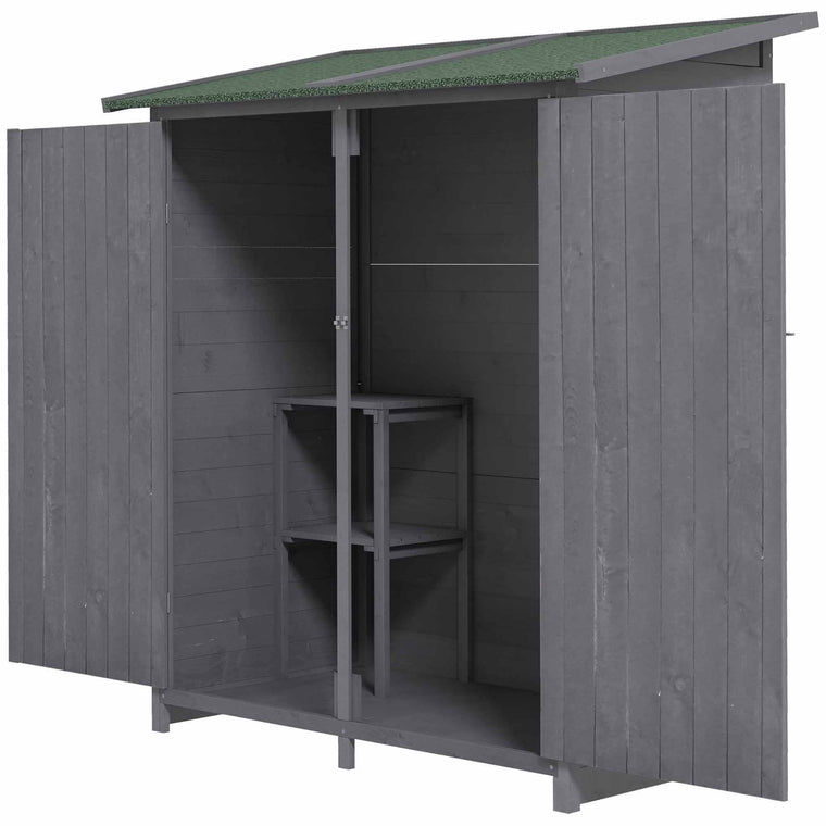 Wood Garden Shed with Double Doors and Shelves