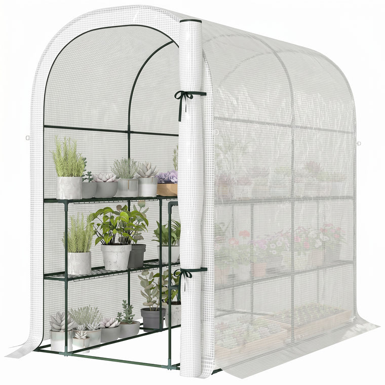 123 x 187 x 189 cm Walk-In Mini Greenhouse with Shelves