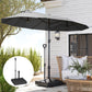 Square Plastic Patio Umbrella Base with Adjustable Wheels, Handle, Outdoor Patio Umbrella Stand, Filled Up to 121lb with Stand, 99lb with Water for Garden Poolside, Black