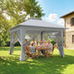 12' x 12' Foldable Pop-up Party Tent Instant Canopy Sun Shade Gazebo Shelter with Steel Frame, Light Grey