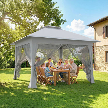 12' x 12' Light Grey Pop-Up Gazebo with Steel Frame
