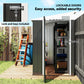 Outdoor Storage Shed Lean to Shed Outdoor Metal Tool Shed with Lockable Door and Air Vents, Dark Grey