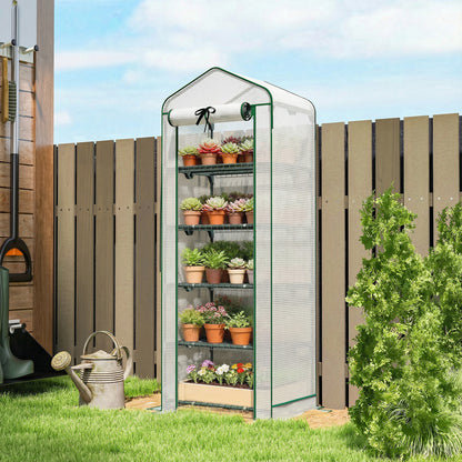 Mini Greenhouse with Screen Roof, Portable Small Greenhouse with Roll-Up Zipper Door - 27.6" x 19.7" x 75.6"