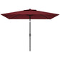 6' x 10' Patio Umbrella with 22 LED Solar Lights and Tilt, Rectangular Outdoor Table Umbrella with Crank, Wine Red