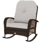 Outdoor Wicker Rattan Rocking Chair Patio Rocker with Thick Cushions for Garden Backyard Porch, Light Mixed Brown