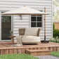 20.5" Round Parasol Base Resin Patio Umbrella Base Garden Parasol Holder Outdoor Offset Weight Stand with Wheels Bronze