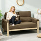 53" Loveseat Sofa, Small 2 Seater Couch with Solid Wood Legs, Modern Velvet Sofa for Living Room, Small Spaces,Brown