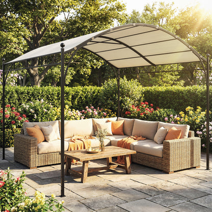 10' x 10' Cream White Pergola with Arched Steel Frame
