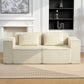 Boneless Couch, Corduroy 3 Seater Sofa with Deep Seat, Wide Armrests, 2 Pillows, Quick Assembly for Living Room, Beige