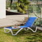 Outdoor Chaise Lounge Chair, Patio Aluminum Tanning Chair with 5-Level Adjustable Back, Portable Wheels, Breathable Mesh Fabric, for Pool, Deck, Garden, Blue