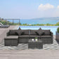 6 Pieces Outdoor PE Rattan Wicker Patio Furniture Sofa Set with Thick Cushions, Deluxe Garden Sectional Couch with Glass Top Table, Mixed Grey and Dark Grey