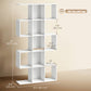 5-Tier Bookshelf, S Shaped Geometric Bookcase with 15 Compartments, White Wood Grain