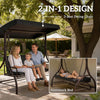 Convertible 3-Seat Porch Swing Bed with Canopy - Black