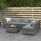 7pc Garden Wicker Sectional Set with Tea Table Patio Rattan Lounge Sofa Outdoor Deck Furniture Light Grey