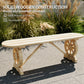 2-Person Outdoor Bench, Wood Garden Bench with Wagon Wheel Legs, Slatted Seat for Patio, Park, Backyard, Natural Wood