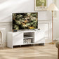 TV Stand for up to 55 Inch TV, Nordic Entertainment Center with 2 Cabinets and 2 Open Shelves for Living Room, White