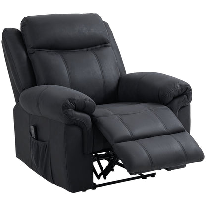 Manual Massage Recliner with Side Pockets - Black