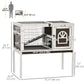 Rabbit Hutch Dual-Height Design Bunny House with Run Slide-Out Tray White and Coffee