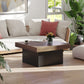 Square Coffee Table with 16-Colour LED Lights, 35-inch Modern Center Table for Living Room, Walnut