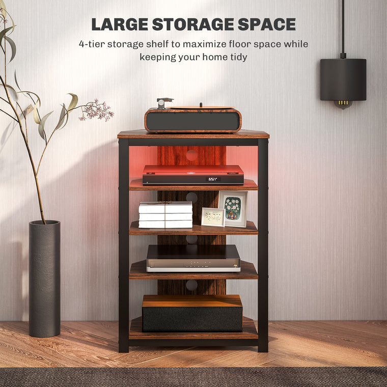 29" TV Stand with 4-Tier Shelves and LED Lights