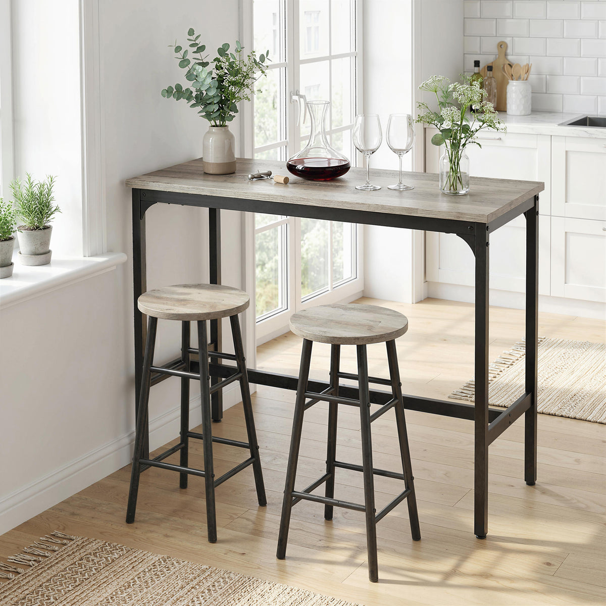 3-Piece Counter Height Bar Table and Chairs, Dining Table and Chairs Set for 2, Pub Table and Chairs