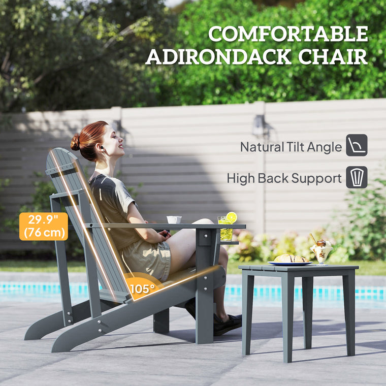 Classic Adirondack Chair with Cup Holder - Dark Grey
